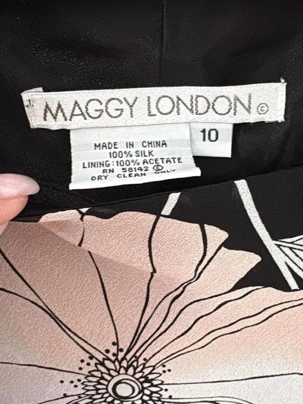 Maggy London Black Maxi Dress with Blush Floral Print